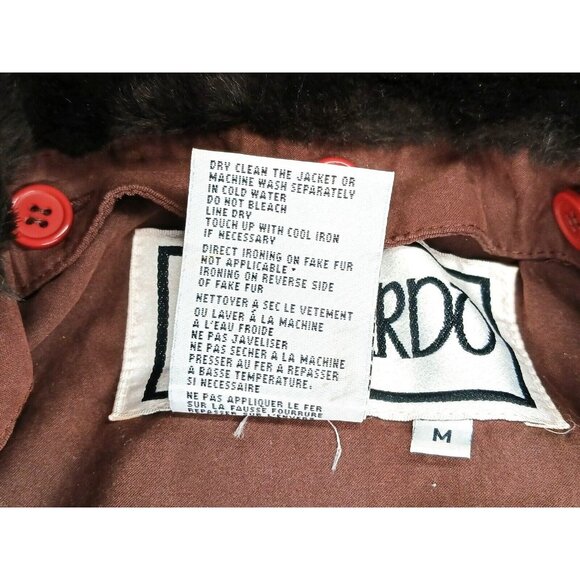 Vintage BERNARDO Faux Fur Removable Collar Quilted Coat Size M Brown - Picture 12 of 13